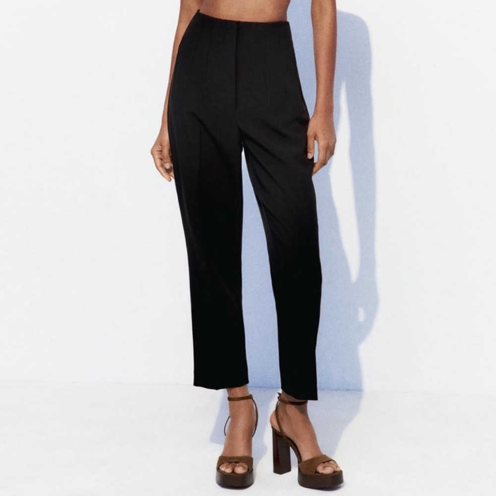Zara High-Waisted Pants Black Sz M